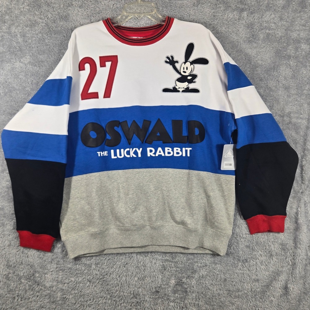 Disney 100 Oswald the Lucky Rabbit Sweatshirt XL Colorblock NWT New Blue White